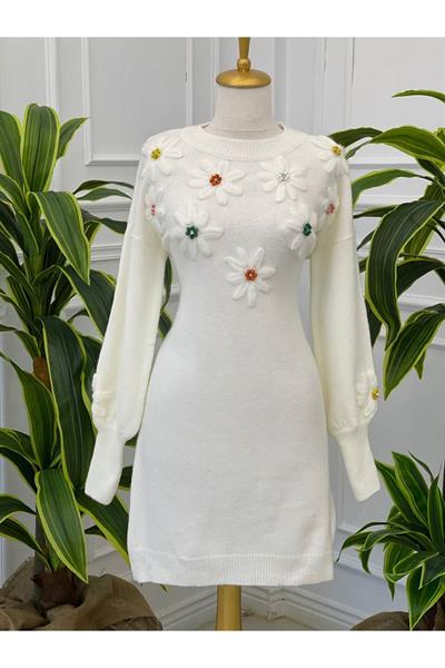 Papatya Desen Tunik 7626 Beyaz