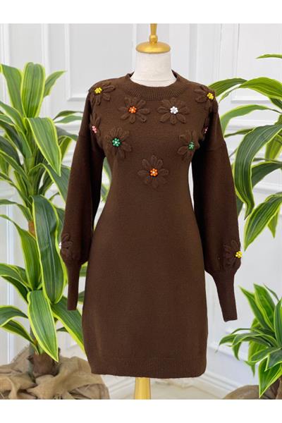 Papatya Desen Tunik 7626 Kahverengi