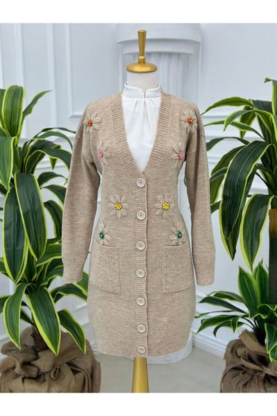Papatya İşleme Hırka 7625 Bej