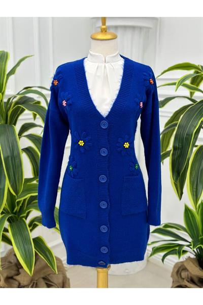 Papatya İşleme Hırka 7625 Saks