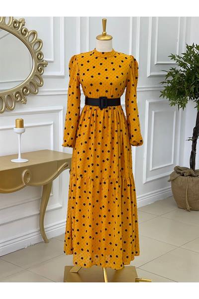 Papatya Kapartma Elbise 1225 Sarı