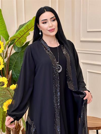 Payet Abaya Elbise 9569 e025 Siyah