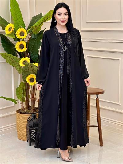 Payet Abaya Elbise 9569 e025 Siyah