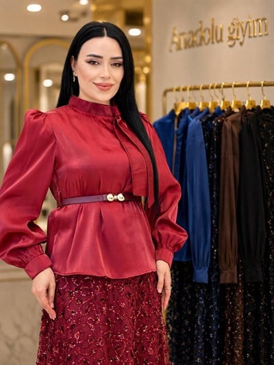 Payet İşleme JanJan Etekli Takım 7036 T-26 Bordo