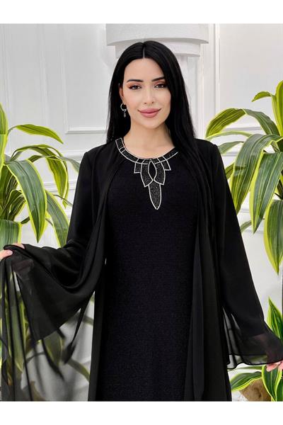 Pelerin Simli Anne Abiye 23y38 Siyah