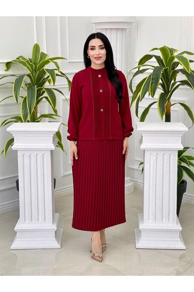 Pile Detay Etekli Takım 1214 Bordo