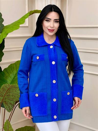 Pile Detaylı Hırka 20714 t-24 Saks