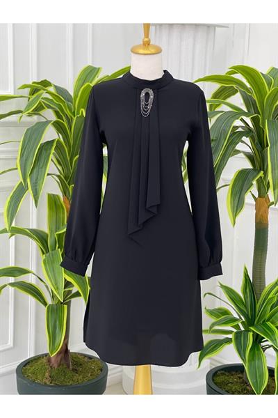Pile Kravatlı Tunik 6376 Siyah