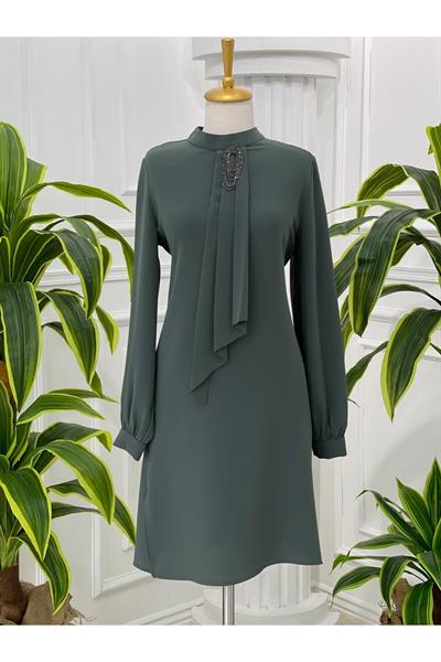 Pile Kravatlı Tunik 6376 Yeşil