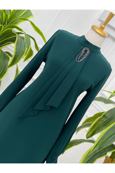 Pile Kravatlı Tunik 6376 Zümrüt Yeşil
