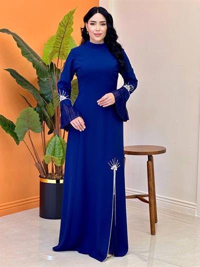 Pilise Detay Krep Abiye 0098 Lacivert