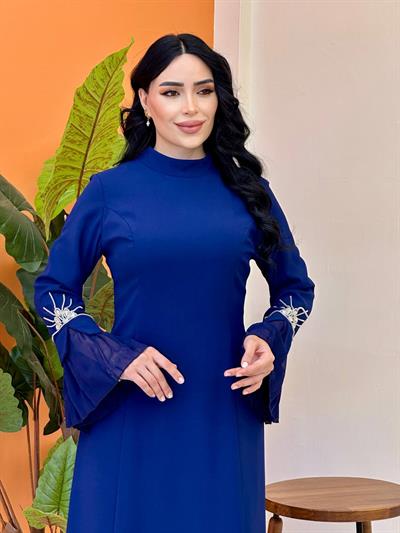 Pilise Detay Krep Abiye 0098 Lacivert