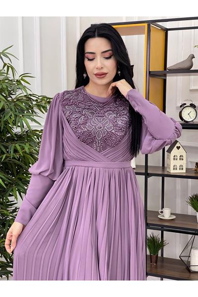 Piliseli Abiye 3078 Leylak