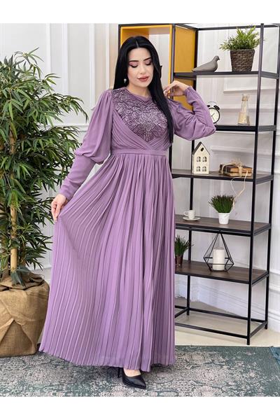 Piliseli Abiye 3078 Leylak