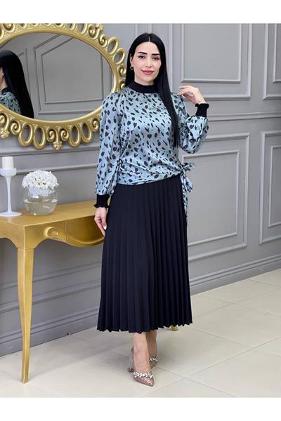 Piliseli Desenli Etekli Takım 1153 Mint Zebra