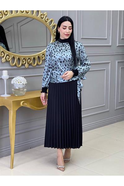 Piliseli Desenli Etekli Takım 1153 Mint Zebra