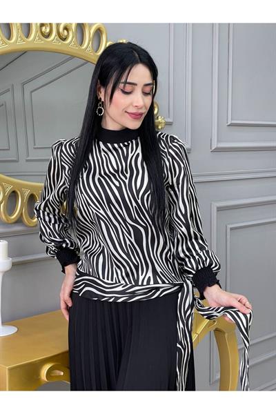 Piliseli Desenli Etekli Takım 1153 Siyah Zebra