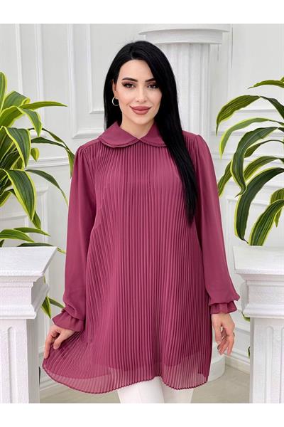 Piliseli Şifon Tunik 2062 Rose