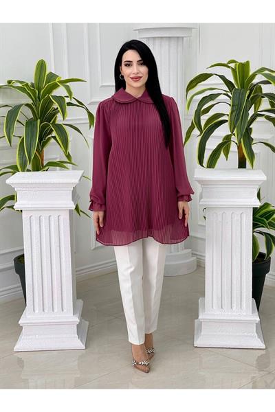 Piliseli Şifon Tunik 2062 Rose