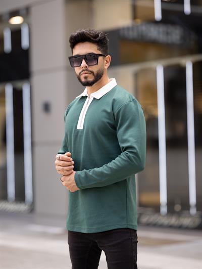 Polo Yaka Fermuarlı Sweat T-24 909 Haki