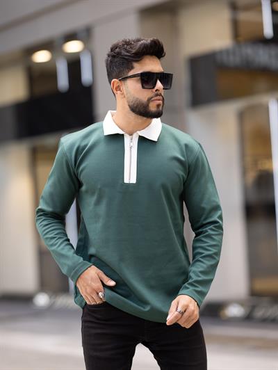 Polo Yaka Fermuarlı Sweat T-24 909 Haki