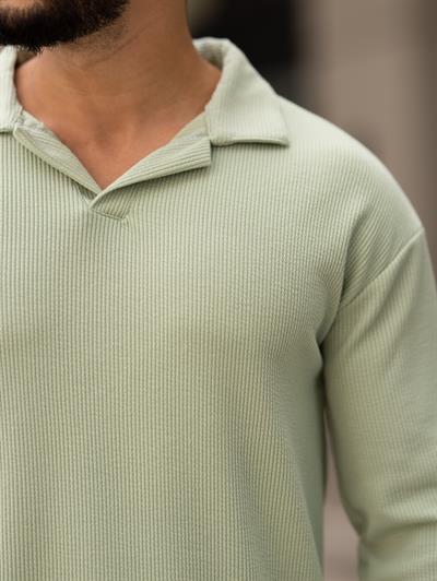 Polo Yaka Fitilli Sweat T-24 0909 fıstık yeşili