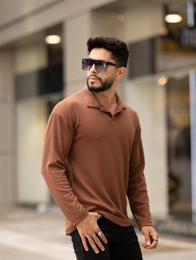 Polo Yaka Fitilli Sweat T-24 0909 Kahverengi