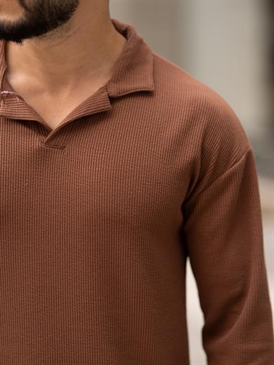 Polo Yaka Fitilli Sweat T-24 0909 Kahverengi