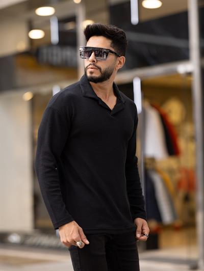 Polo Yaka Fitilli Sweat T-24 0909 Siyah