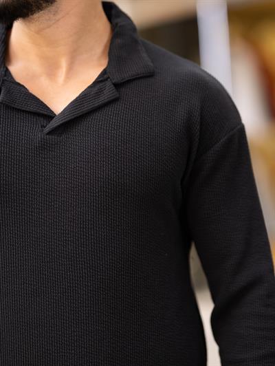 Polo Yaka Fitilli Sweat T-24 0909 Siyah