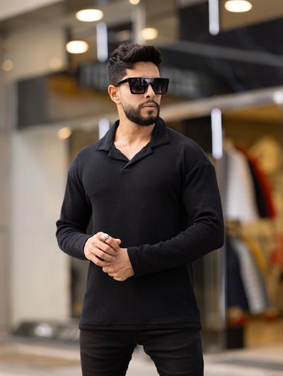 Polo Yaka Fitilli Sweat T-24 0909 Siyah