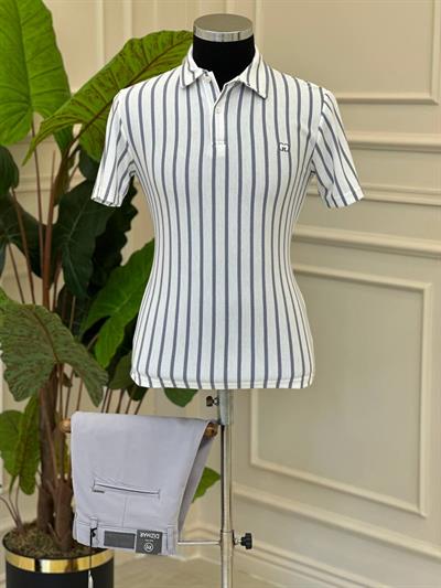 Polo Yaka Örme T-Shirt 604 T-25 Mavi