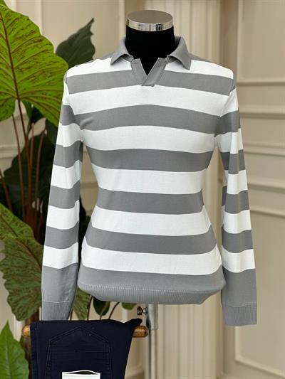 Polo Yaka Triko Kazak T-24 809 Açık Gri
