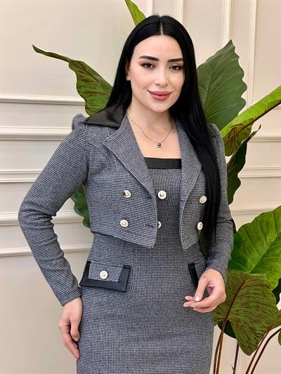 Pötü Kare Salopet Elbise 7004 t-24 Siyah