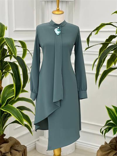 Pul Broş Kapaklı Tunik 5247 T-24 Mint yeşili