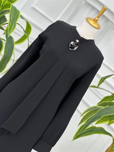 Pul Broş Kapaklı Tunik 5247 T-24 Siyah