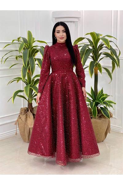 Pul İşleme Abiye 18800 Bordo