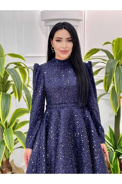 Pul İşleme Abiye 18800-Lacivert