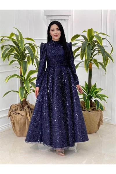 Pul İşleme Abiye 18800-Lacivert