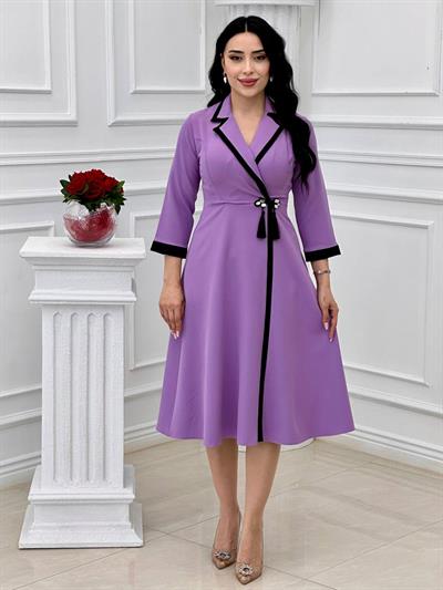 Püsküllü Elbise 44185 t-24 Lila