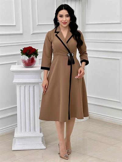 Püsküllü Elbise 44185 t-24 Vizon