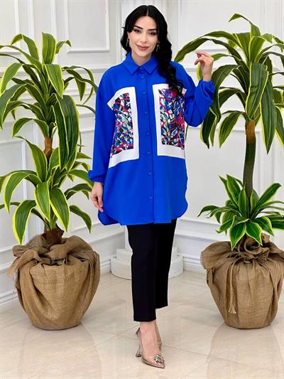 Renk Bloklu Tunik 10228 T-24 Saks