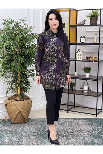 Renkli Baskı Tunik 22520 Siyah