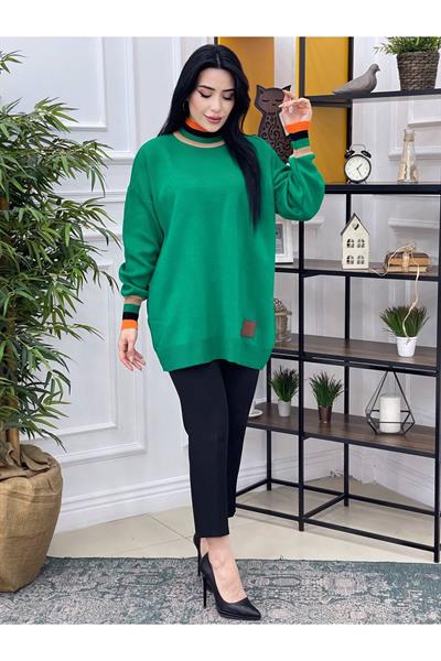 Renkli Şerit Tunik 14805 Yeşil