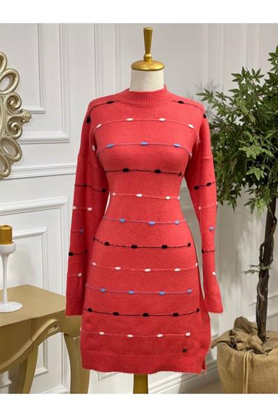 Renkli Şerit Yumoş Triko 7089 pembe