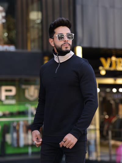 Reset Polo Yaka Fermuarlı Sweat 1809 T-24 Siyah