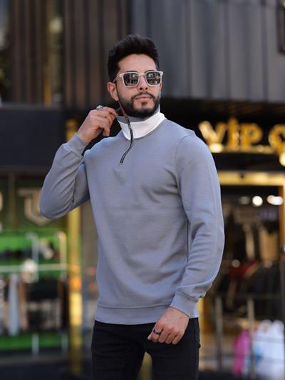 Reset Polo Yaka Fermuarlı Sweat 1809 T-24 Gri