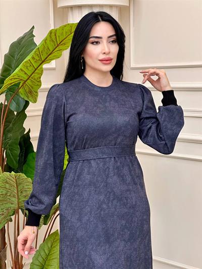 Ribana Detay Yaldızlı Elbise 1468 t-24 Antrasit