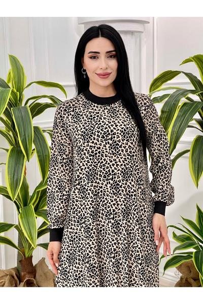 Ribanalı Leopar Elbise 180 Taş