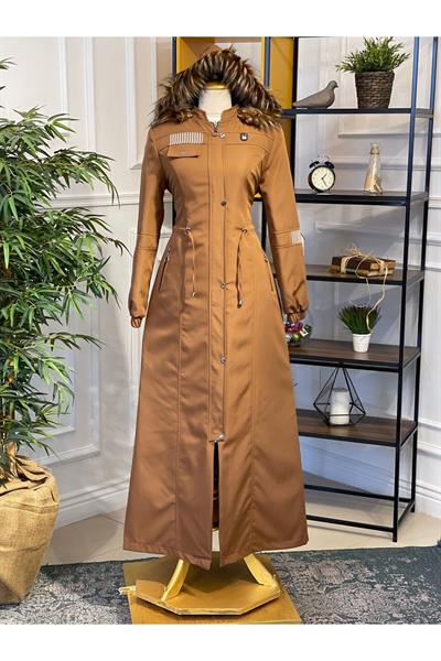 Ribanalı Parka Manto 4228 Taba